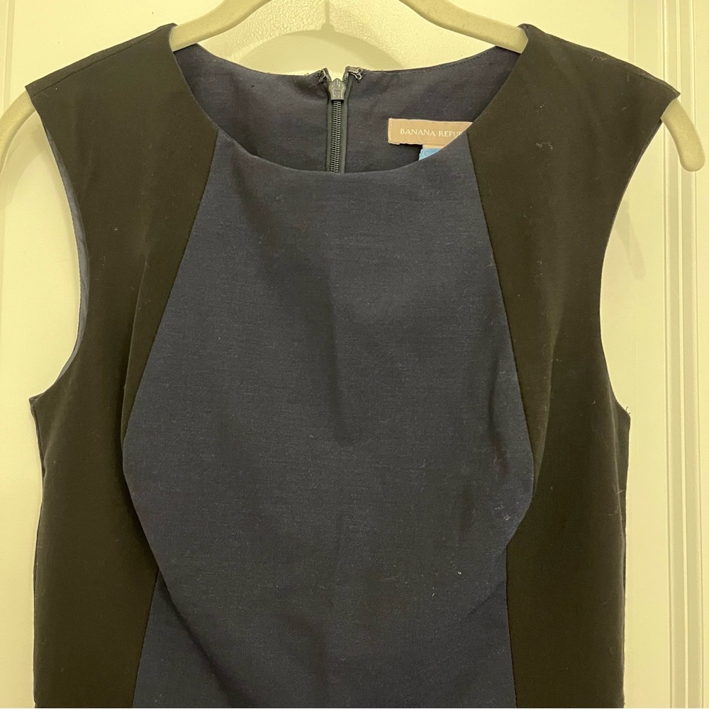 Banana Republic Black and Navy Midi Dress - Picture 2 of 7